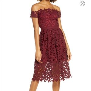 Off the shoulder lace cocktail dress
